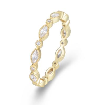 China FASHIONABLE Women Party Gift Luxury Gold Plated 925 Sterling Silver Clear CZ Eternity Band Ring for sale