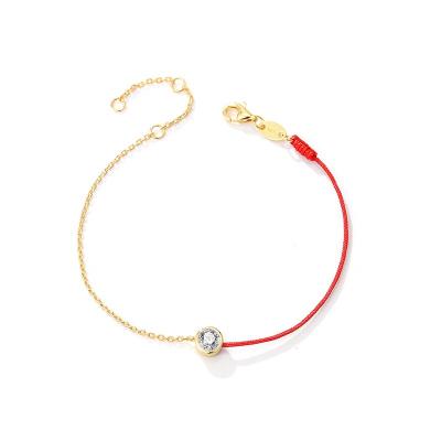 China Trendy Trendy 14k Gold Plated Bezel Setting 925 Sterling Silver Zircon Heart Charm Bracelet for sale