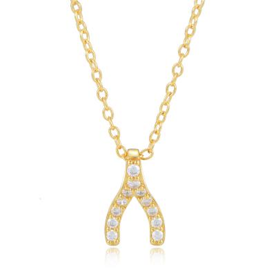 China FASHIONABLE Fulsun Shape Jewelry 925 14K Silver Gold Plated Wish Stone Zircon Chain Necklace for sale