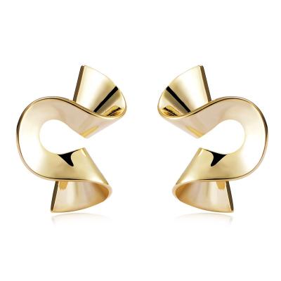 China TRENDY Latest Fashion Sliver Earrings Gold Plated Polishing Brass Stud High for sale