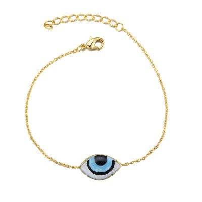 China FASHIONABLE Fulsun Women Brand 14k Gold Plated Adjustable Bracelet Brass Enamel Eyes Bangle for sale