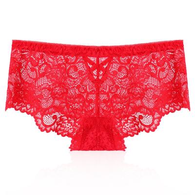 China Custom Full Lace Cheap Breathable Sexy Transparent Ladies Brief Underwear Panties for sale