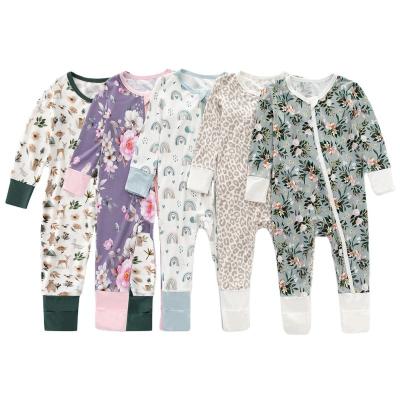 China Hot Custom Spandex / Bamboo Fiber New Printed Baby Clothes Long Sleeves 95% 5% Spandex Bamboo Newborn Baby Onesie Empty Baby Rompers for sale