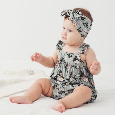 China Instant Spandex Button Cotton Baby Clothes Romper/2023 New Fiber Solid Color Baby Rompers Summer Bamboo Sleeveless Overalls for sale