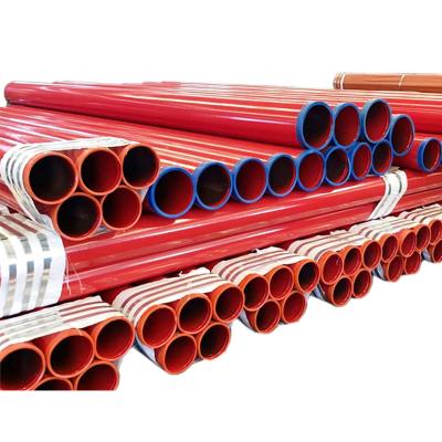 China Fluid Pipe Fire Fighting Steel Pipes ASTM FM Certified Red Painted Galvanized Grooved End Pipes for sale