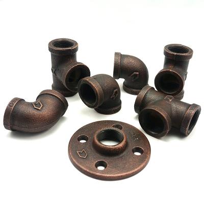 China Industrial Pipe Connector Black Iron Furniture Wall Shelf Racks Frame Wire Connector Pipe Fittings for sale