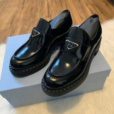 China 2023 New Durable Women Girls Fashion Dress Casual Business Work Small Leather Shoes Office Black Cowhide Leather Shoes for sale