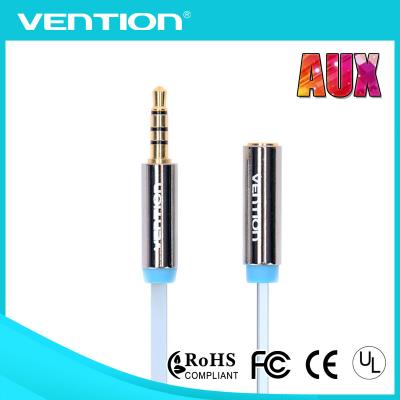 China Flat 4 Pole Male to Female Aux Audio Cable for Car 3.5mm Stereo Audio Jack Cables for sale