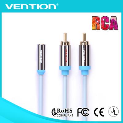 China Fêmea flexível 2 ao cabo de extensão audio estereofónico do homem 3.5mm de RCA com Mircophone à venda