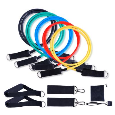 China Home Exercise 11 Piece Set Ankle Shrink Exercise Fitness Door Gym Cotton Cotton Workout Resistance Bands for sale