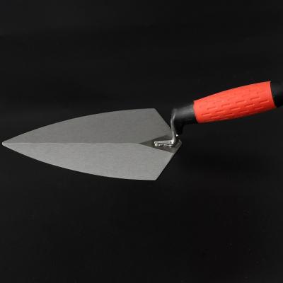 China Rounded Brick Knife Carbon Steel Masonry Trowel with Durable Rubber Grip Handle Masonry Trowel Wooden Mason Trowel for sale