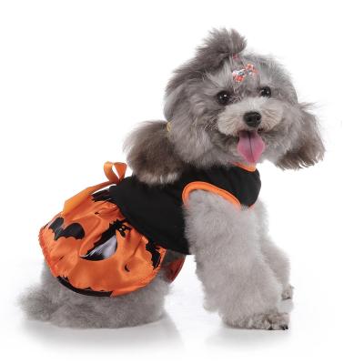 China Stocked Wholesale Halloween Holiday Dog Dress Clothes Cute Print Party Outfits Dresses For Small Dogs for sale