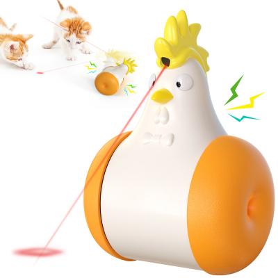 China Hot Viable Amazon Design Chicken Shape Pet Automatic Rotating Tumbler Electric Cat Toy With Laser Light for sale