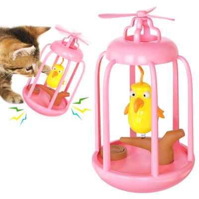 China New Next Viable High Quality Cat Toy Interactive Improve Funny IQ Cat Toys Tumbler Squeaky Swinging Bird Cage for sale