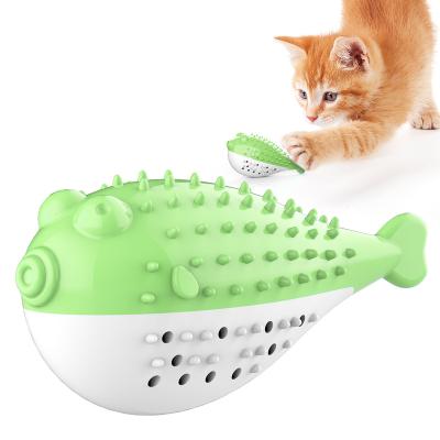 China Durable Hot Selling Viable Texture Stripper Fish Shape Toothbrush Cat Anti-Bite Teeth Grinding Teeth Function Cleaning Toy for sale