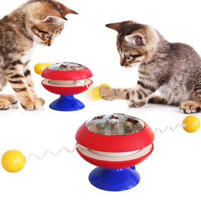 China Hottest Design Spring Suction Viable Toy With Spinning Balls Built In Cat Mint Funny Cat Turntable Toy for sale