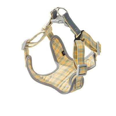 China Back Type Pet DETACHED Chest Plaid Vest Back Harness and Cat Reflective Chest Dog Traction Rope Strap Puppy Puppy Leash Set for sale