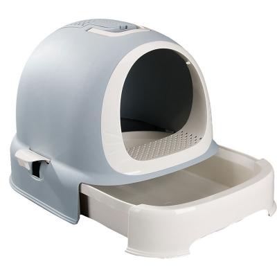 China Oversized Splash Proof Type Viable Automatic Cat Toilet Box Self Cleaning Garbage Cat Litter Box Air Freshener Drawer Smart Toilet for sale