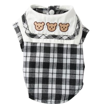 China Sustainable Pet Clothes Spring And Summer New Products Two Leg Shirts Three Bear Student Skirts Couples Dog Plaid Clothes for sale