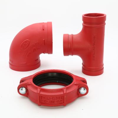 China Connect Pipes Grooved Epoxy Coated Ductile Iron Pipe Fittings For Fire Fighting for sale