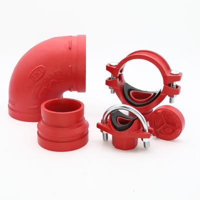 China Connect Pipes Grooved Pipe Fittings Grooved Tee Fittings Malleable Iron Grooved Pipe Fittings for sale