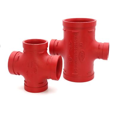 China Connect Pipes China Manufacturer Ductile Iron Grooved Pipe Fitting Reducing Cross for sale