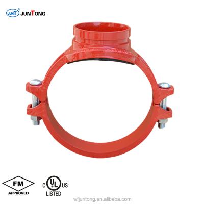 China Connect Pipes FM Approved Grooved Fitting Ductile Iron Threaded Mechanical Tee for sale