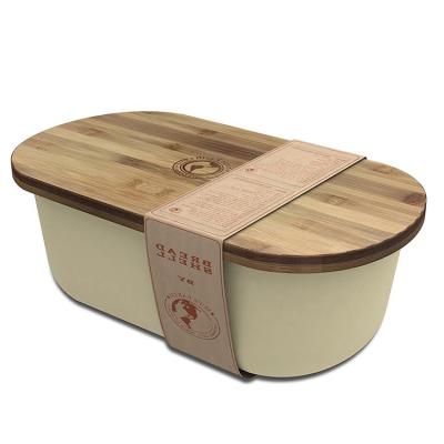 China Freshness Preservation Healthy Household Bamboo Fiber Bread Box For Bread Bin for sale