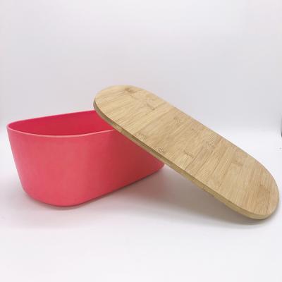 China Freshness Preservation Biodegradable Bamboo Fiber Bread Box With Lid Tall Bamboo Bread Box for sale