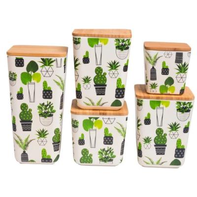 China Freshness Preservation ECO Fiber Canister Storage Bamboo Fiber Storage Box Bamboo Food Storage Containers for sale