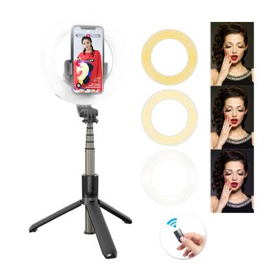 China ABS+Aluminum Alloy 2021 New Portable Tripod Stand Beauty Makeup Video Fill Circle Led Selfie Ring Light for sale