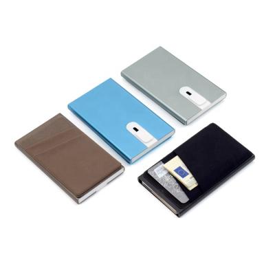 China Normcore/Minimalist RFID Blocking Slim Aluminum Card Holder Bank Card Case Card Holder With Money Pocket Pop Up Wallet for sale