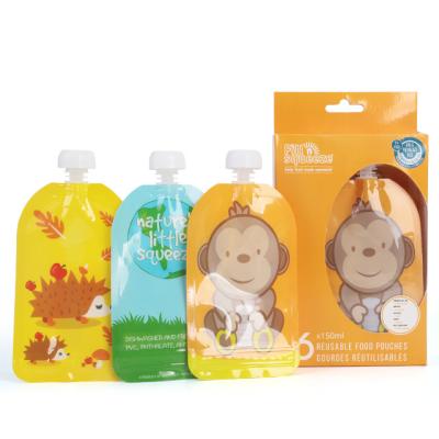 China Barrier Customized 200ml Baby Food 200ml Free Reusable Ziplock Squeezable Pouch Jam Bag With Cap for sale