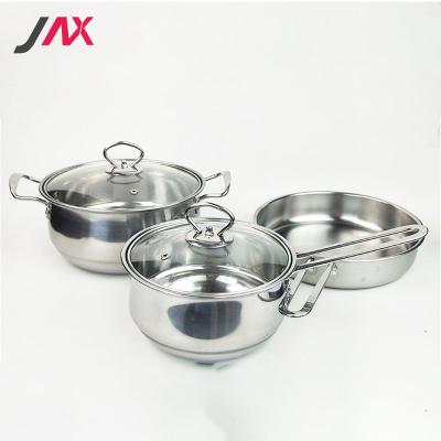 China Viable Professional Manufacturer Cookware Set Stainless Steel Pots anf 3pcs Pans for sale