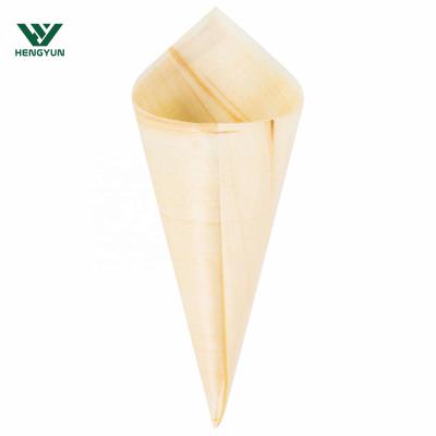 China Minimalist Custom Printed Hot Selling Disposable Wooden Dry Fruit Cone for sale