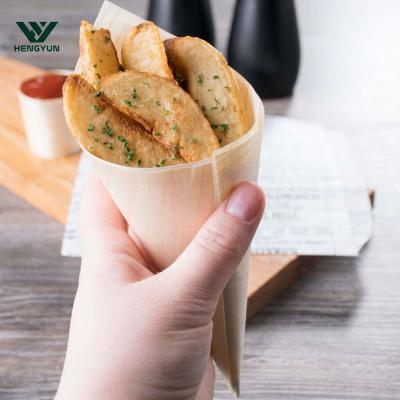 China Best Price 100% Natural Disposable Snack Cone Nuts Disposable Wooden Cone for sale