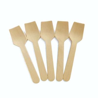 China Sustainable 100% Natural Disposable Wooden Ice Cream Spoon Scoop for sale