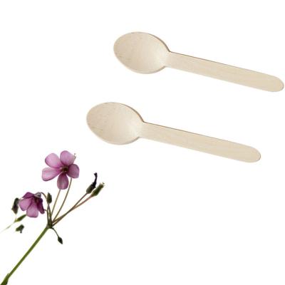 China Factory Direct Sale Eco-friendly Disposable Wooden Spoon 160 Birch Wood 140 Mm for sale