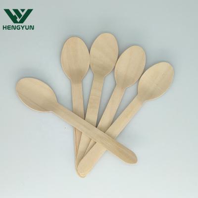 China Disposable Biodegradable Forks Wooden Spoons And Knives 160mm Wooden Spoon Set HY-1401 for sale