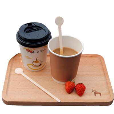 China Viable Custom Printed Logo Biodegradable Disposable Wooden Coffee Sticks for sale