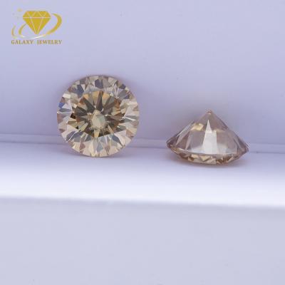 China Color Play or Fire Champagne Color Moissanite Loose Gemstone VVS Melee Moissanite Diamonds Round Shape GRA Certified for sale