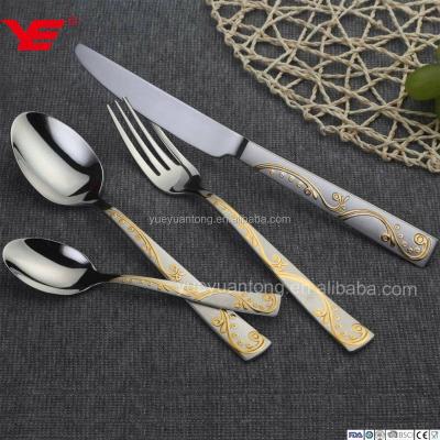 China Viable high quality gold stainless steel spoon and fork set for wholesale for sale