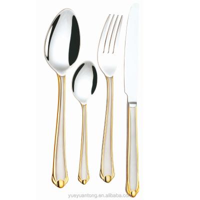 China Sustainable handmade cutlery set 72pcs 18/10 with gold for sale