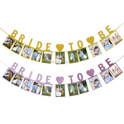 China Disposable Eco-Friendly Bride To Be With Heart Photo Banner Bachelor Party Backdrop Decoration For Bridal Shower Party for sale