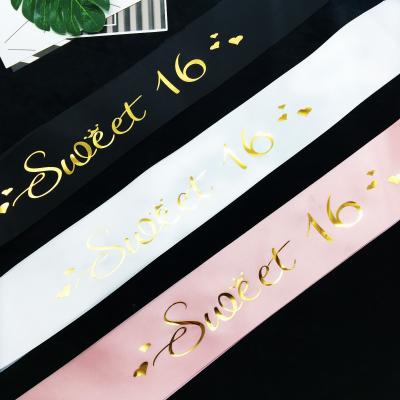 China Soft Satin 16 Birthday Satin Sash for Girl or Boy 16th Birthday Party Decorations for sale