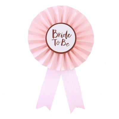 China Unique Ribbon/Tinplate Material Vrise 2019 Design Bride To Be Badge Ribbon Round Shape Bachelorette Gifts for sale