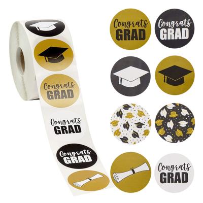 China Waterproof 2021 Customized Logo Round Graduation Candy Packaging Stickers Mark Stickers for sale