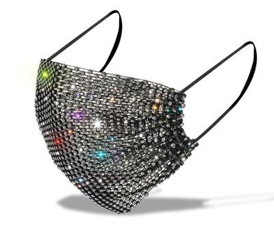 China 2021 Fashion Style Hot Popular Glitter Mesh Flash Jewelry Mask Colorful Crystal Shiny Rhinestone Party Mask for Party Decor for sale