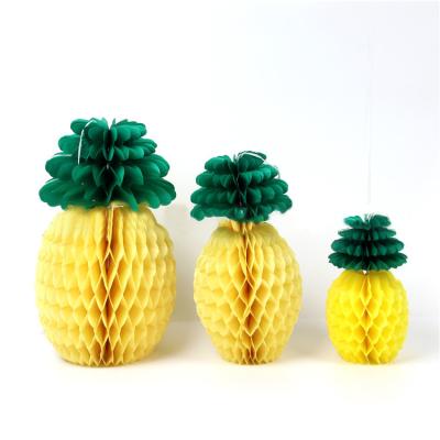 China Birthday Hawaii Decoration Shape Wedding Tissue Paper Pom Pom Decorations Pineapple Tissue Paper Honeycomb Ball Wholesale for sale