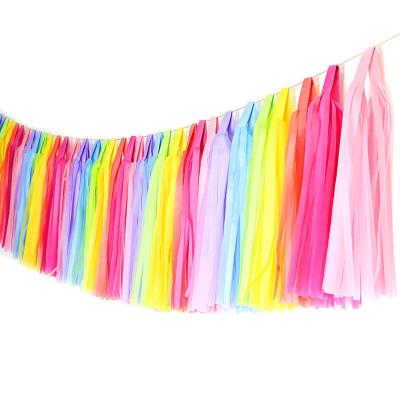 China Wedding 35pcs Rainbow Tissue Paper Tassels DIY Garland Birthday Party Garland With 7 Colors For Party Decoration for sale